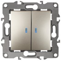 Механизм выключателя Эра 12 2кл подсветка шампань (10)