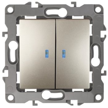 Механизм выключателя Эра 12 2кл подсветка шампань (10)