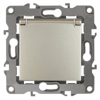 Механизм розетки Эра 12 1-ая с заземлением крышка шампань (10)