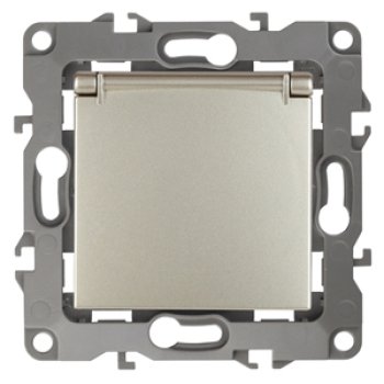 Механизм розетки Эра 12 1-ая с заземлением крышка шампань (10)