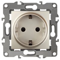 Механизм розетки Эра 12 1-ая с заземлением шторки шампань (10)