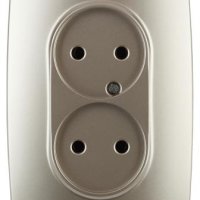 Розетка Эра 12 2-ая без заземления в сборе шампань (10)