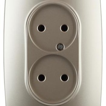 Розетка Эра 12 2-ая без заземления в сборе шампань (10)