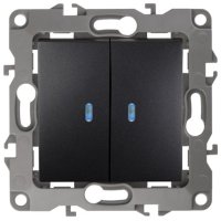 Механизм выключателя Эра 12 2кл подсветка антрацит (10)