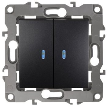 Механизм выключателя Эра 12 2кл подсветка антрацит (10)