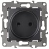 Механизм розетки Эра 12 1-ая без заземления антрацит (10)