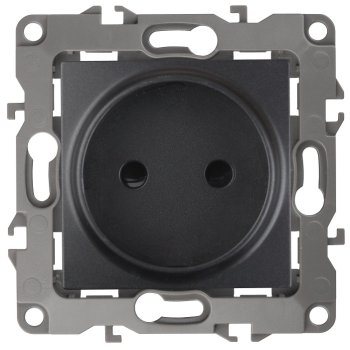 Механизм розетки Эра 12 1-ая без заземления антрацит (10)