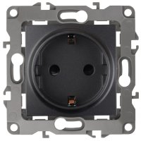 Механизм розетки Эра 12 1-ая с заземлением антрацит (10)