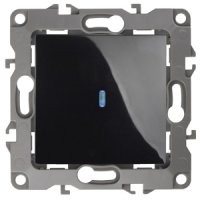 Механизм выключателя Эра 12 1кл подсветка чёрный (10)