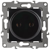 Механизм розетки Эра 12 1-ая без заземления чёрный (10)