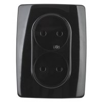 Механизм розетки Эра 12 2-ая без заземления в сборе чёрный (10)