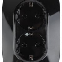 Розетка Эра 12 2-ая с/з шторки механизм чёрный (6)