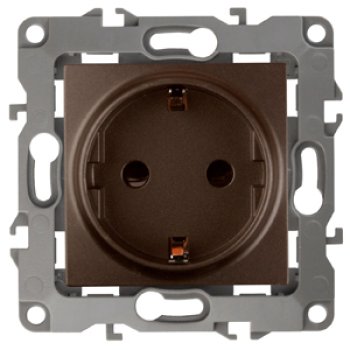 Механизм розетки Эра 12 1-ая с заземлением бронза (10)