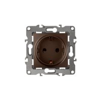 Механизм розетки Эра 12 1-ая с заземлением шторки бронза (10)