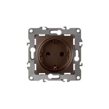 Механизм розетки Эра 12 1-ая с заземлением шторки бронза (10)