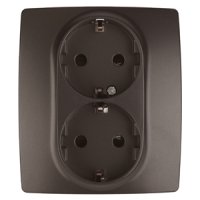 Розетка Эра 12 2-ая с заземлением шторки в сборе бронза (6)