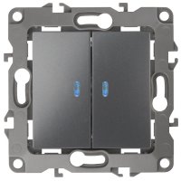 Механизм выключателя Эра 12 2кл подсветка графит (10)