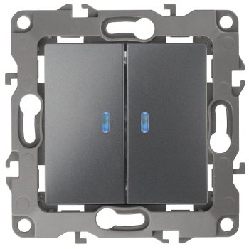 Механизм выключателя Эра 12 2кл подсветка графит (10)