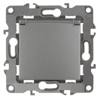 Механизм розетки Эра 12 1-ая с заземлением крышка графит (10)