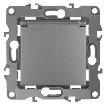 Механизм розетки Эра 12 1-ая с заземлением крышка графит (10)