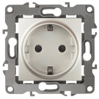 Механизм розетки Эра 12 1-ая с заземлением без лапок перламутр (10)