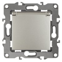 Механизм розетки Эра 12 1-ая с заземлением крышка перламутр (10)