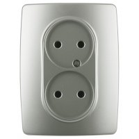 Розетка Эра 12 2-ая без заземления в сборе перламутр (10)