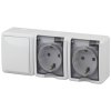Блок Эра Эксперт 1кл+2розетки IP54 с заземлением белый (5)