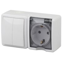 Блок Эра Эксперт 2кл+розетка IP54 с заземлением белый (8)