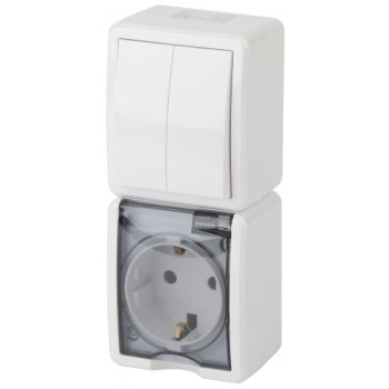 Блок Эра Эксперт 2кл+розетка IP54 с/з белый вертикальный (8)