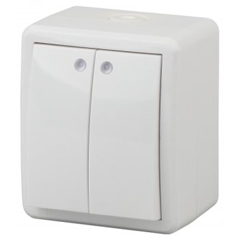 Выключатель Эра Эксперт 2кл IP54 подсветка белый (16)