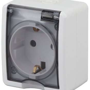 Розетка Эра Эксперт 1-ая IP54 с заземлением белый (16)