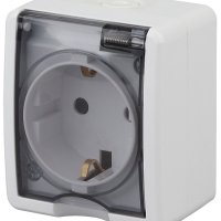 Розетка Эра Эксперт 1-ая IP54 с заземлением шторки белый (16)