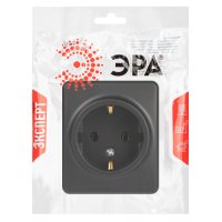 Розетка Эра Эксперт 1-ая с/з антрацит (16)