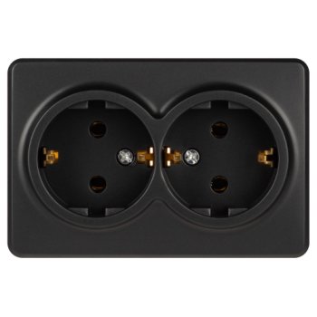 Розетка Эра Эксперт 2-ая с/з антрацит (12)