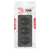 Розетка Эра Эксперт 3-ая с/з антрацит (6)