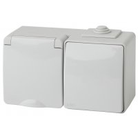 Блок Эра Эксперт 1кл+розетка IP65 с/з белый (5)