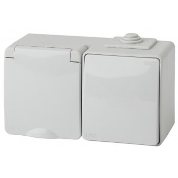 Блок Эра Эксперт 1кл+розетка IP65 с/з белый (5)