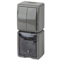 Блок Эра Эксперт 2кл+розетка IP54 с заземлением вертикальный серый (5)