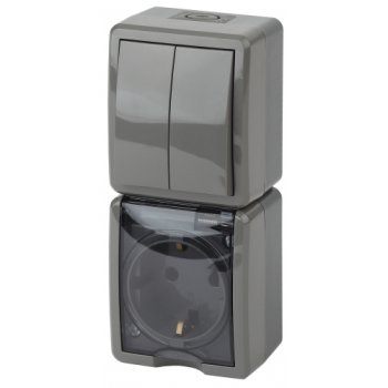 Блок Эра Эксперт 2кл+розетка IP54 с заземлением вертикальный серый (5)