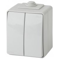 Выключатель Эра Эксперт 2кл IP65 серый (10)