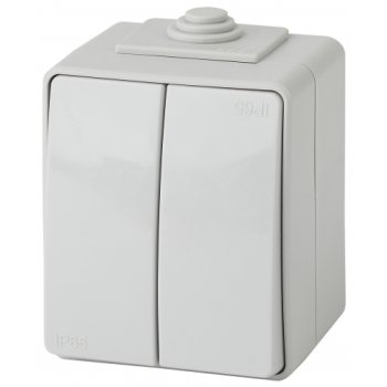 Выключатель Эра Эксперт 2кл IP65 серый (10)