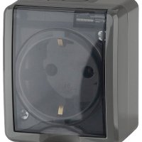 Розетка Эра Эксперт 1-ая IP54 с заземлением шторки серый (16)