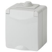 Розетка Эра Эксперт 1-ая IP65 с/з шторки крышка серый (8)