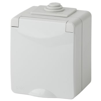 Розетка Эра Эксперт 1-ая IP65 с/з шторки крышка серый (8)