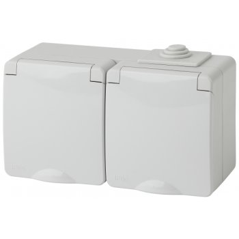 Розетка Эра Эксперт 2-ая IP65 с заземлением шторки крышка серый (8)