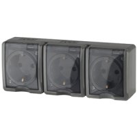 Розетка Эра Эксперт 3-ая IP54 с заземлением шторки серый (5)