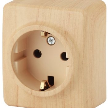 Розетка Эра Эксперт 1-ая с заземлением сосна (16)