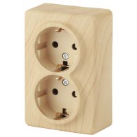 Розетка Эра Эксперт 2-ая с/з з/ш сосна (12)