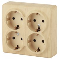 Розетка Эра Эксперт 4-ая с заземлением шторки сосна (8)